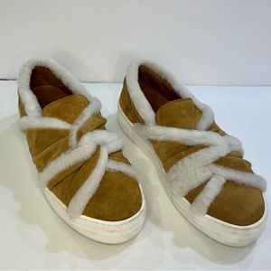 Maje Women’s Suede Flat Loafers with Shearling camel EUR 39 US 8.5